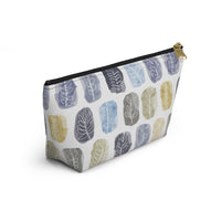 Watercolor Leaf Stamp Accessory Pouch w T-bottom in Navy